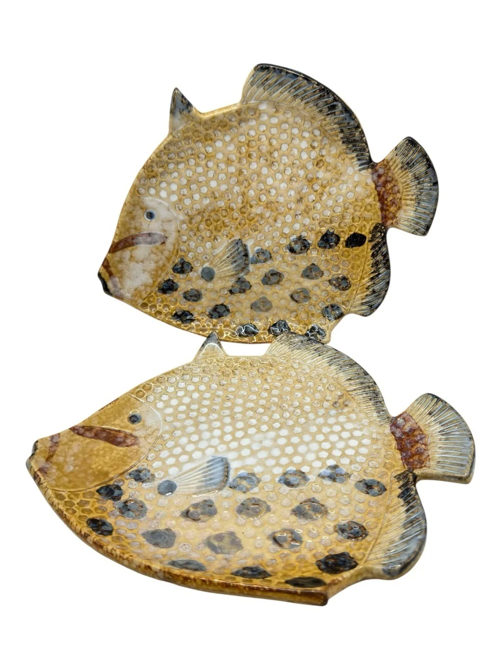 Vintage Ceramic Tropical Fish Dishes Set of 2 Coastal Beach Decor 10” x 8”